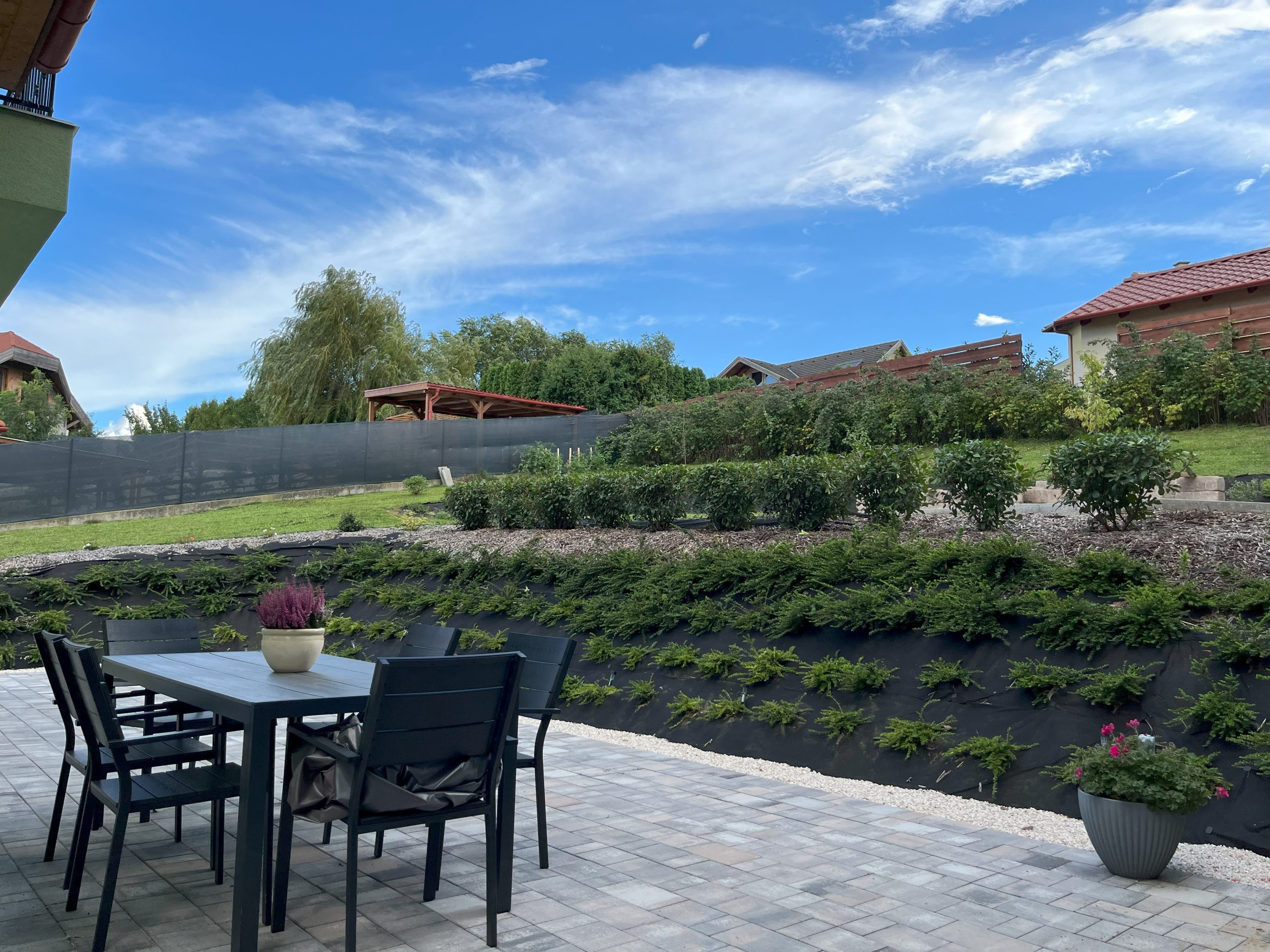 terracing, paving, planting of plants